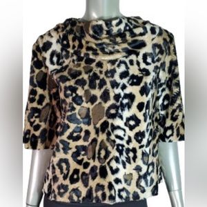 Trina Turk leopard print faux fur top